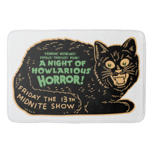 Tapis De Bain Chat noir d'Halloween Vintage