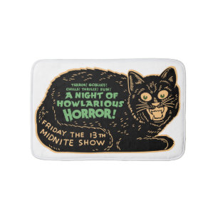 Tapis De Bain Chat noir d'Halloween Vintage