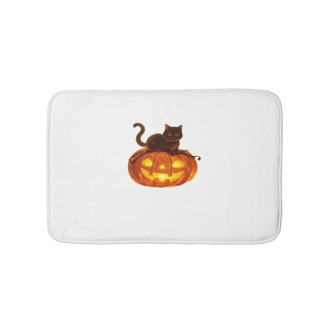 Tapis De Bain Chat noir et Citrouille - Halloween magique Éffray (Devant)