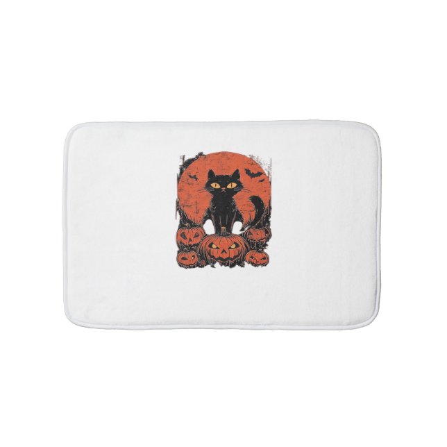 Tapis De Bain Chat noir et Citrouille - Halloween T-shirt Art Cl (Devant)