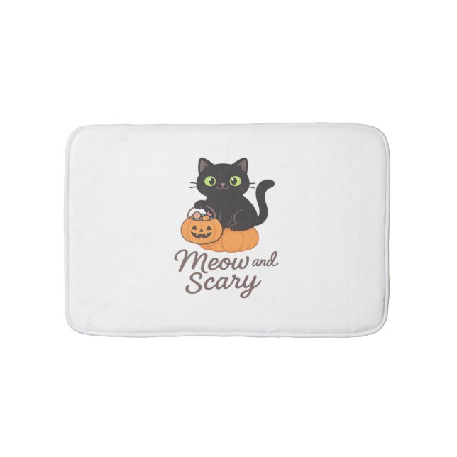 Tapis De Bain Chat noir malicieux avec yeux verts brillants sur  (Devant)