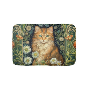 Tapis De Bain Chat rouge dans le jardin Art nouveau
