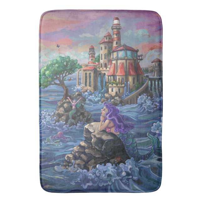 Tapis De Bain Château de Mermaid Art (devant Vertical)