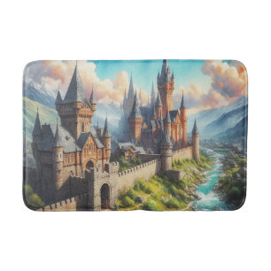 Tapis De Bain Château médiéval dans un paysage montagnard