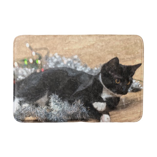 Tapis De Bain Chaton Smoking Tinsel et Lumières Impressionniste (Devant)