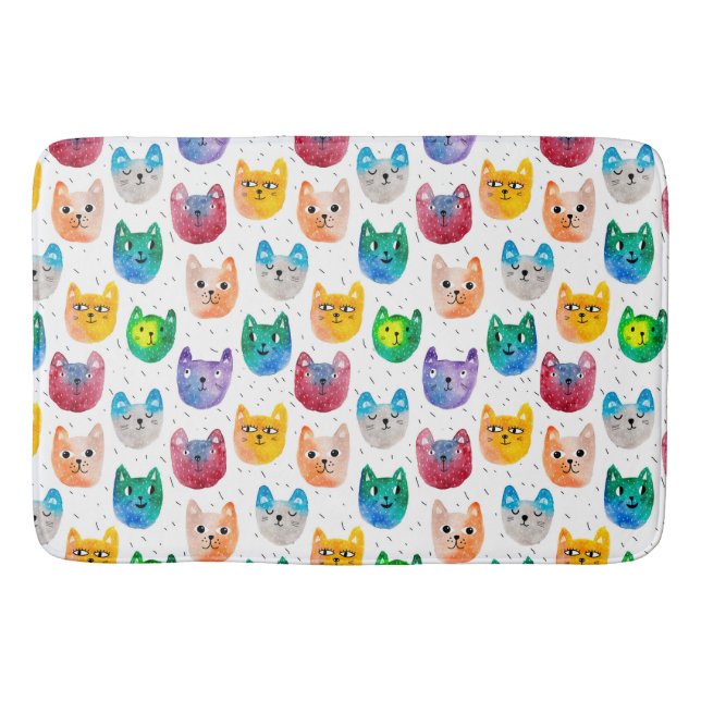 Tapis De Bain Chats aquarelles et amis (Devant)