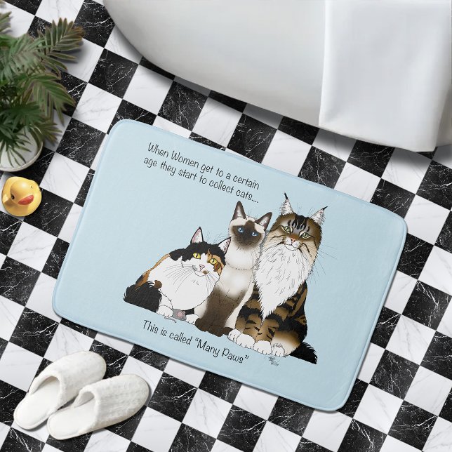 Tapis De Bain Chats Beaucoup de pattes Funny Bleu (Créateur téléchargé)