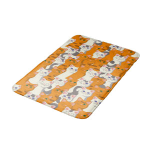 Tapis De Bain Chats blancs et gingembre motif yeux verts yeux bl