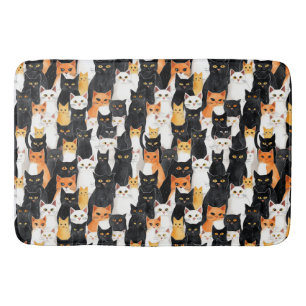 Tapis De Bain Chats blancs orange noirs
