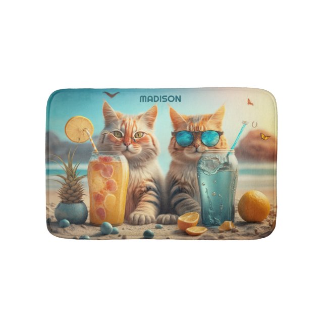 Tapis De Bain Chats de vacances de nom personnalisé (Devant)