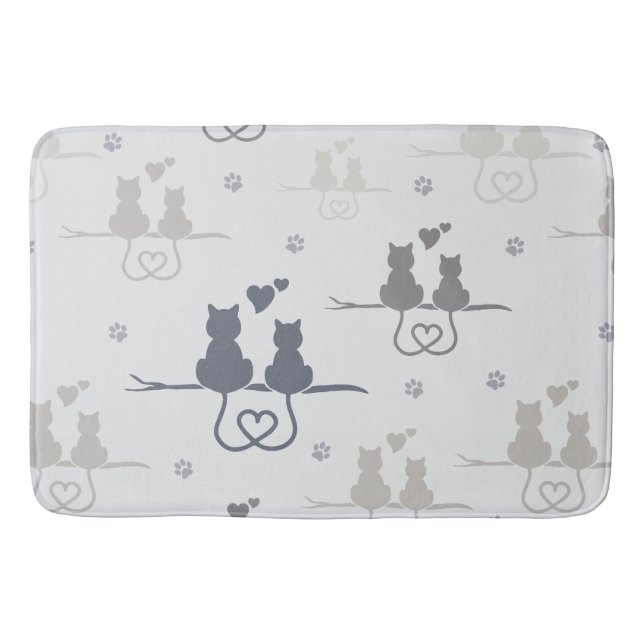 Tapis De Bain Chats en amour Animaux modernes Silhouette Motif (Devant)