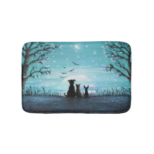 Tapis De Bain Chats et chiens Coucher de soleil d'hiver