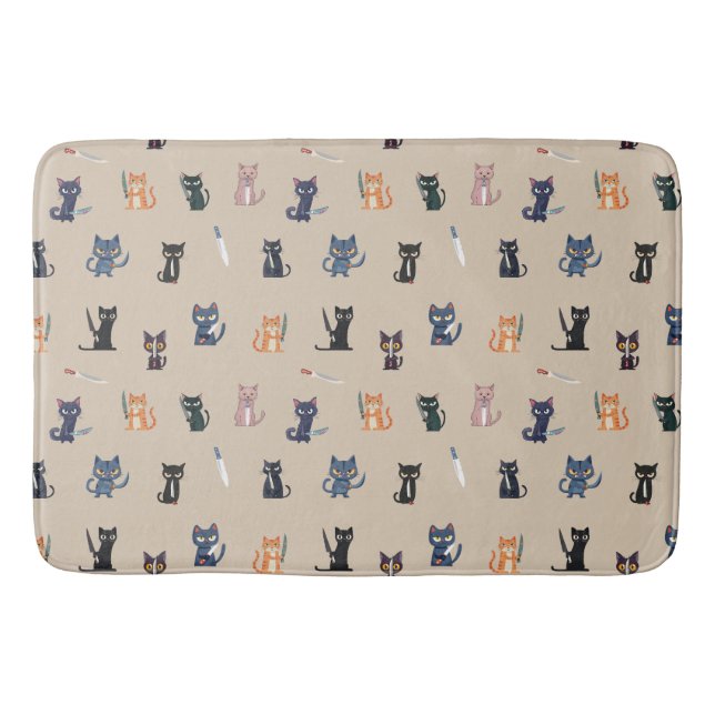 Tapis De Bain Chats et couteaux Mat de bain (Devant)