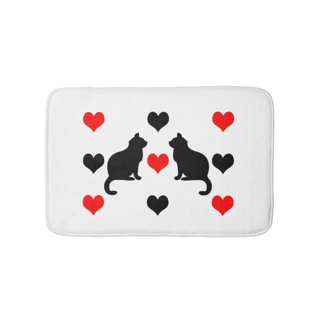 Tapis De Bain Chats et motifs de coeur (Devant)