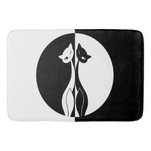 Tapis De Bain Chats noirs et blancs