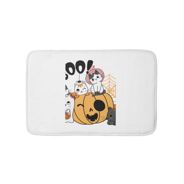 Tapis De Bain Chats S'Amusant Sur Sticker Halloween (Devant)