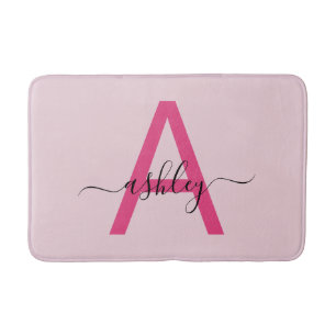 Tapis De Bain Chaud rose Monogramme chambre fille