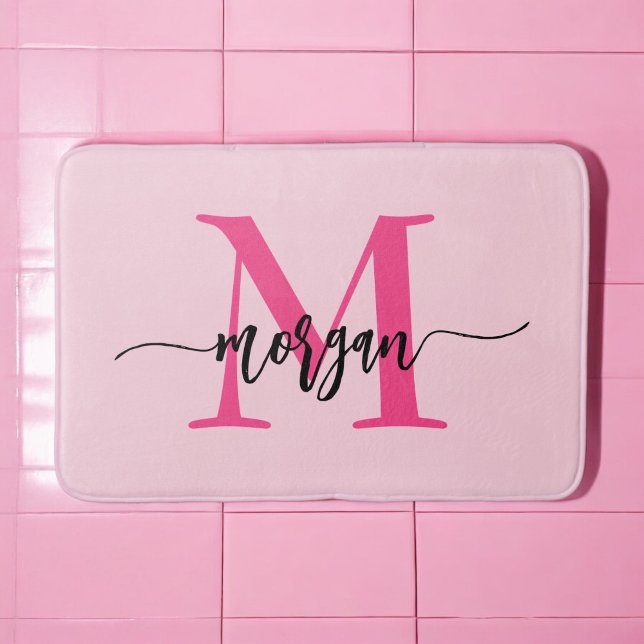 Tapis De Bain Chaud rose Monogramme Salle de dortoir pour fille (Créateur téléchargé)