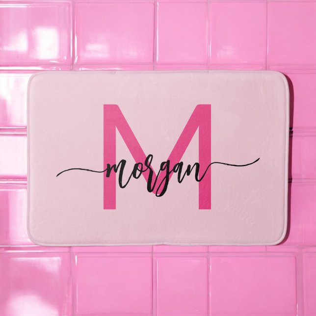 Tapis De Bain Chaud rose Monogramme Salle de dortoir pour fille (Créateur téléchargé)