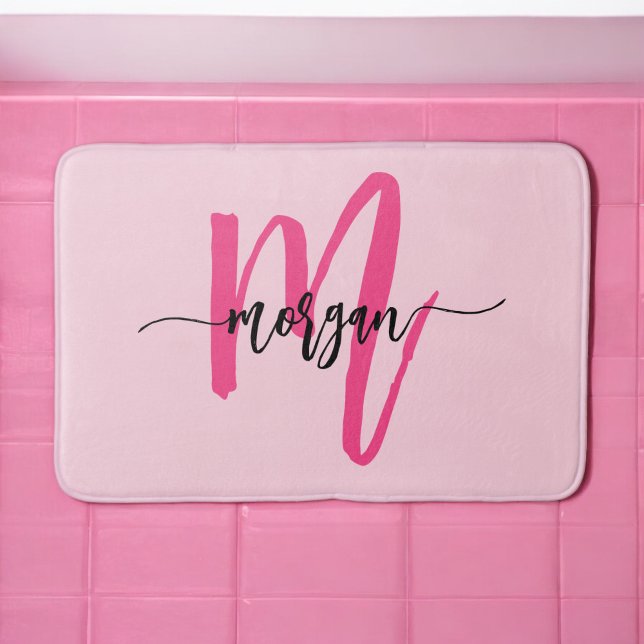 Tapis De Bain Chaud rose Monogramme Salle de dortoir pour fille (Créateur téléchargé)