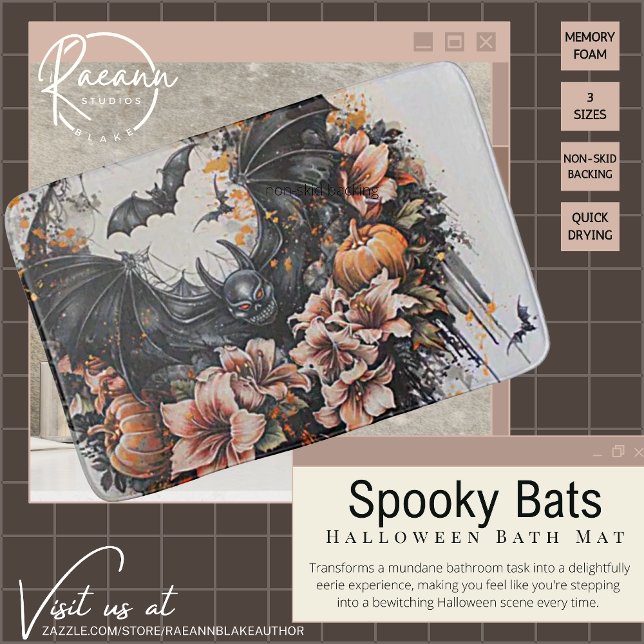 Tapis De Bain Chauve-souris éffrayante Halloween Bain Mat (Créateur téléchargé)