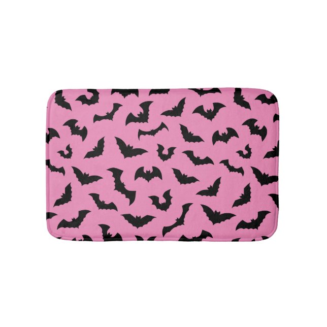 Tapis De Bain Chauve-souris rose pastel motif halloween (Devant)