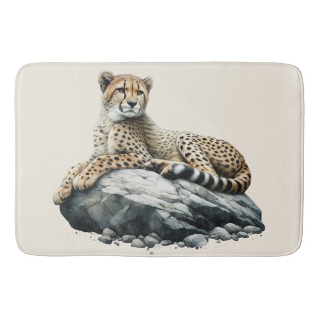 Tapis De Bain Cheetah reposant sur un rocher (Devant)