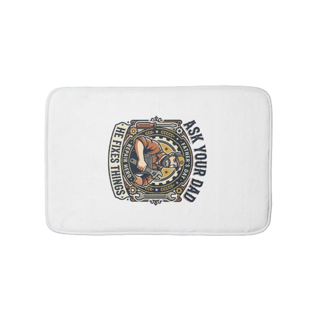 Tapis De Bain Chemise de réparation de papa de la fête des pères (Devant)