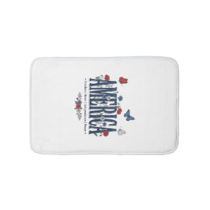 Tapis De Bain Chemise patriotique papillon floral Vintage Americ