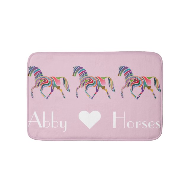 Tapis De Bain Cheval arc-en-ciel en rose (Devant)
