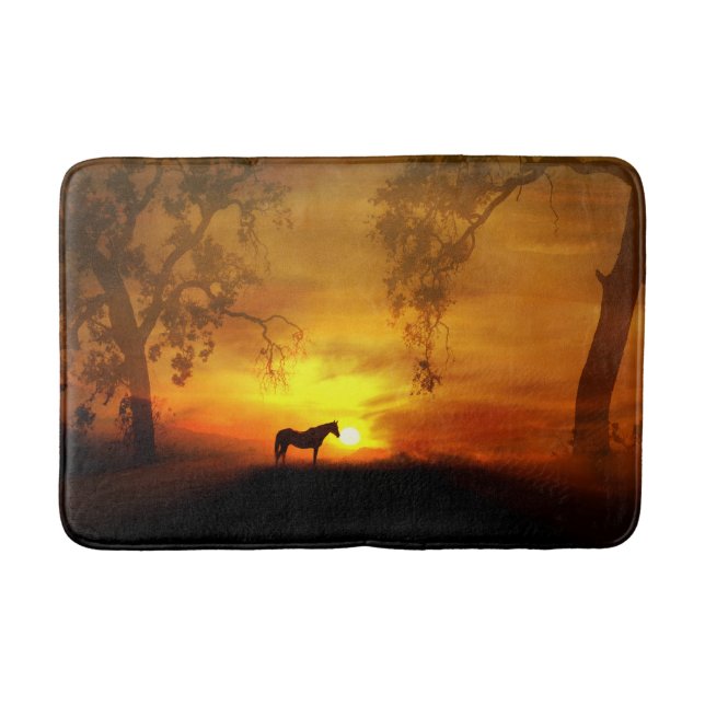 Tapis De Bain Cheval Chêne Arbres Sunrise Bathmat (Devant)