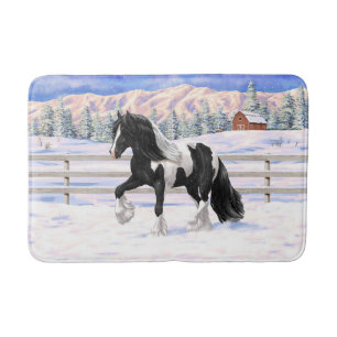 Tapis De Bain Cheval d'attelage de la bandelette tzigane noire d