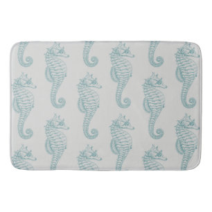 Tapis De Bain Chevaux de mer tropicaux, Motif hippocampe - gris