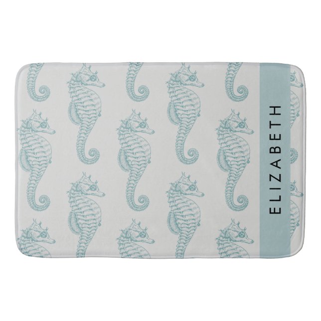 Tapis De Bain Chevaux de mer tropicaux, Motif hippocampe, Votre  (Devant)