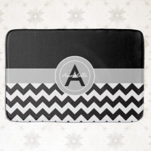 Tapis De Bain Chevron gris noir