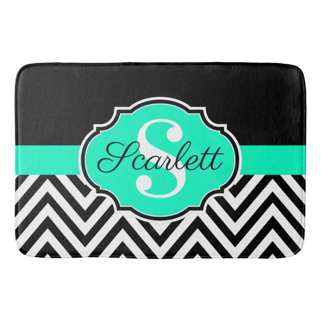 Tapis De Bain Chevrons noirs et blancs (Devant)