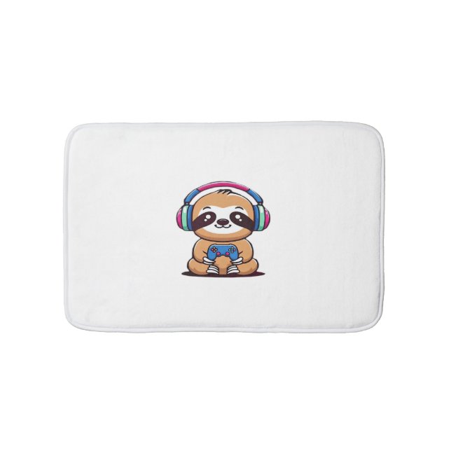 Tapis De Bain Chibi Kawaii Sloth Gamer - animal drôle mignonne a (Devant)