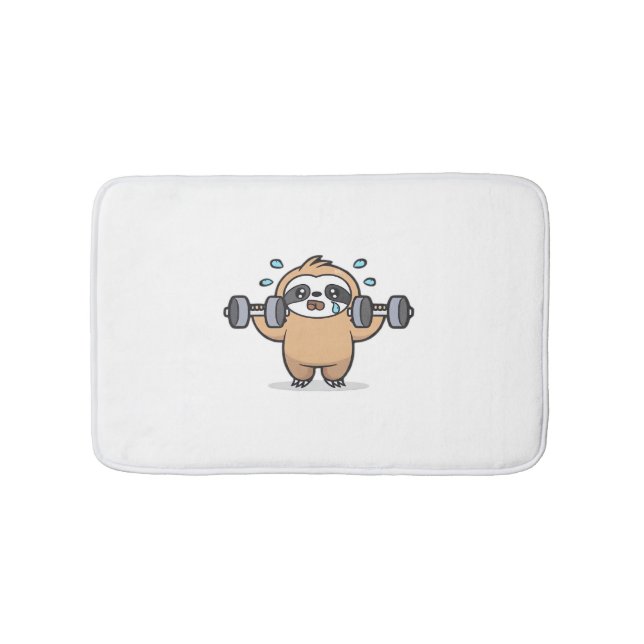 Tapis De Bain Chibi Sloth Gym Échec - Cute Kawaii Drôle Entraîne (Devant)