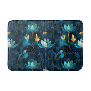 Tapis De Bain Chic chrysanthème turquoise