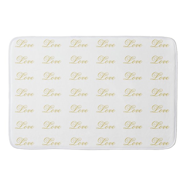 Tapis De Bain Chic Gold Script White Love Mariage Calligraphie (Devant)
