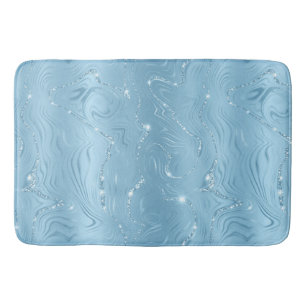 Tapis De Bain Chic Luxury Baby Blue Silver Parties scintillant M