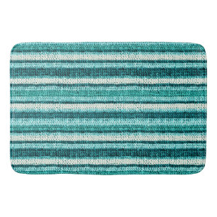 Tapis De Bain Chic rayé turquoise