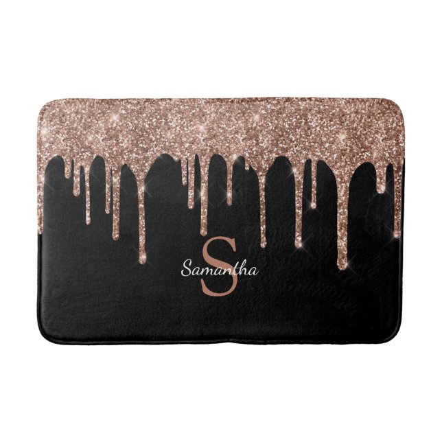 Tapis De Bain Chic Rose Gold Parties scintillant Drives Sparkle  (Devant)