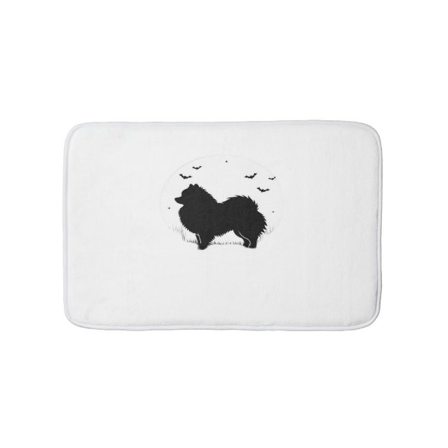 Tapis De Bain Chien de Poméranie - Halloween Lune Silhouette Cla (Devant)