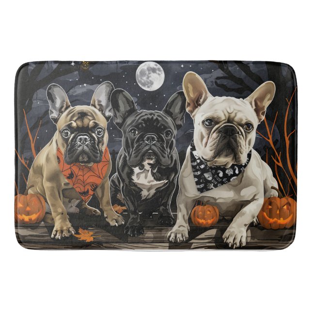 Tapis De Bain Chien de taureau français Halloween Éffrayant (Devant)