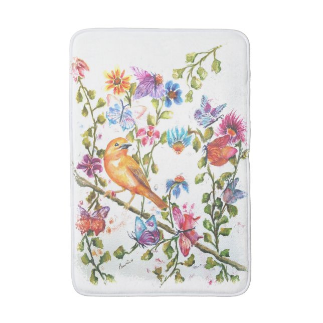 TAPIS DE BAIN CHIEN EMPREINTES DE PATTES JAUNE OISEAU (Devant (Vertical))