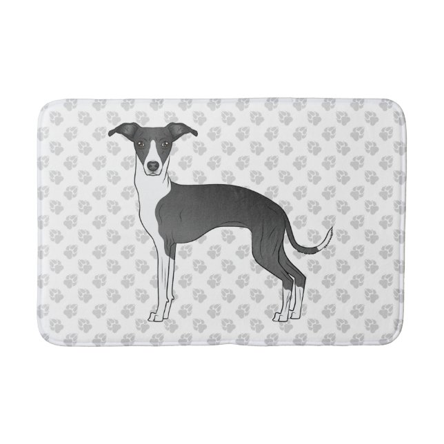 Tapis De Bain Chien gris italien noir et blanc avec pattes (Devant)