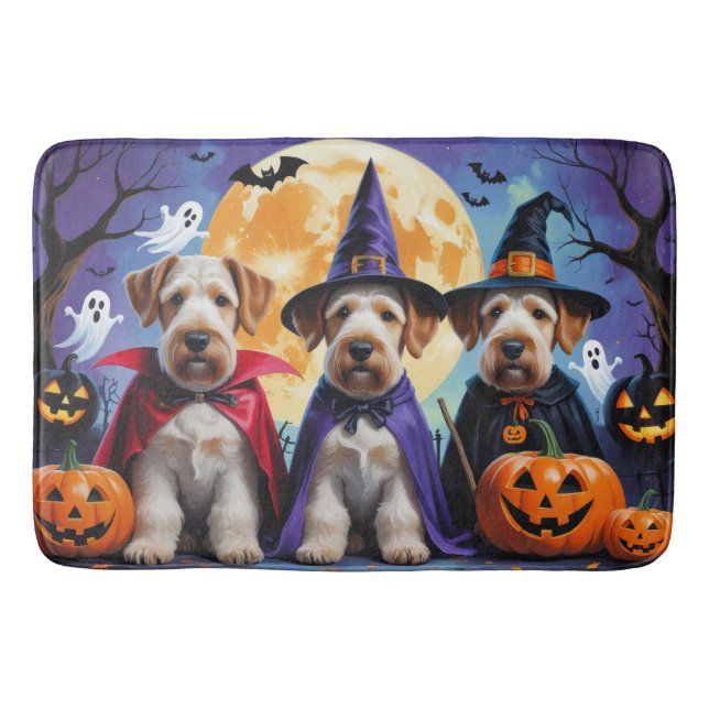 Tapis De Bain Chiens Airedale Terrier Citrouille Halloween Funny (Devant)