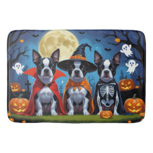 Tapis De Bain Chiens de Boston Terrier Citrouille Halloween Funn