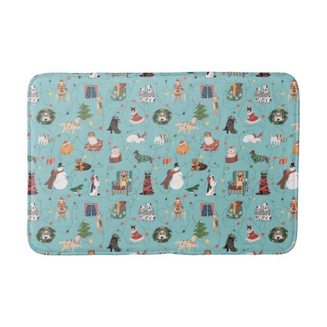 Tapis De Bain Chiens de Fêtes en Motif de pulls de Noël (Devant)